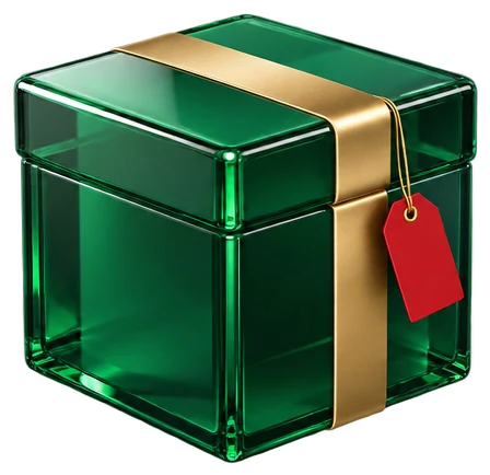 A parcel box held with a red tag